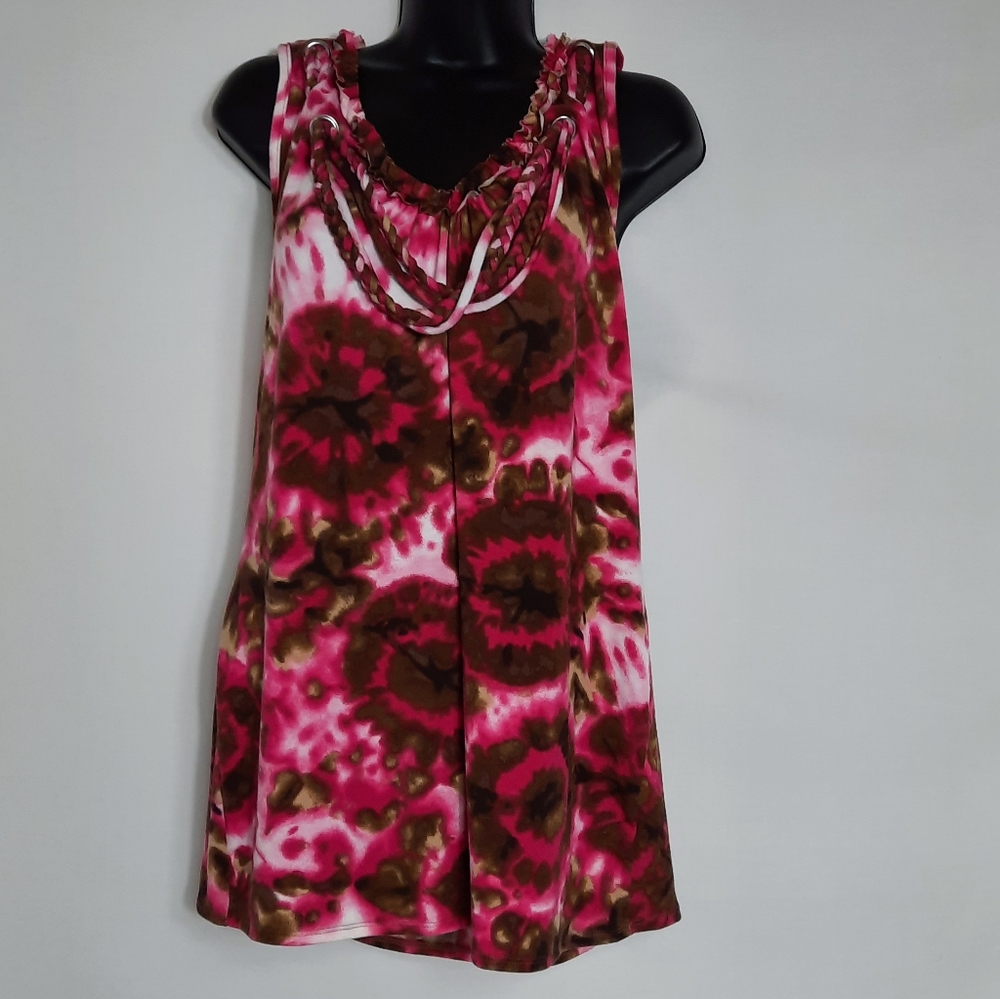 New Directions Women XL Sleeveless Tie Dye Top